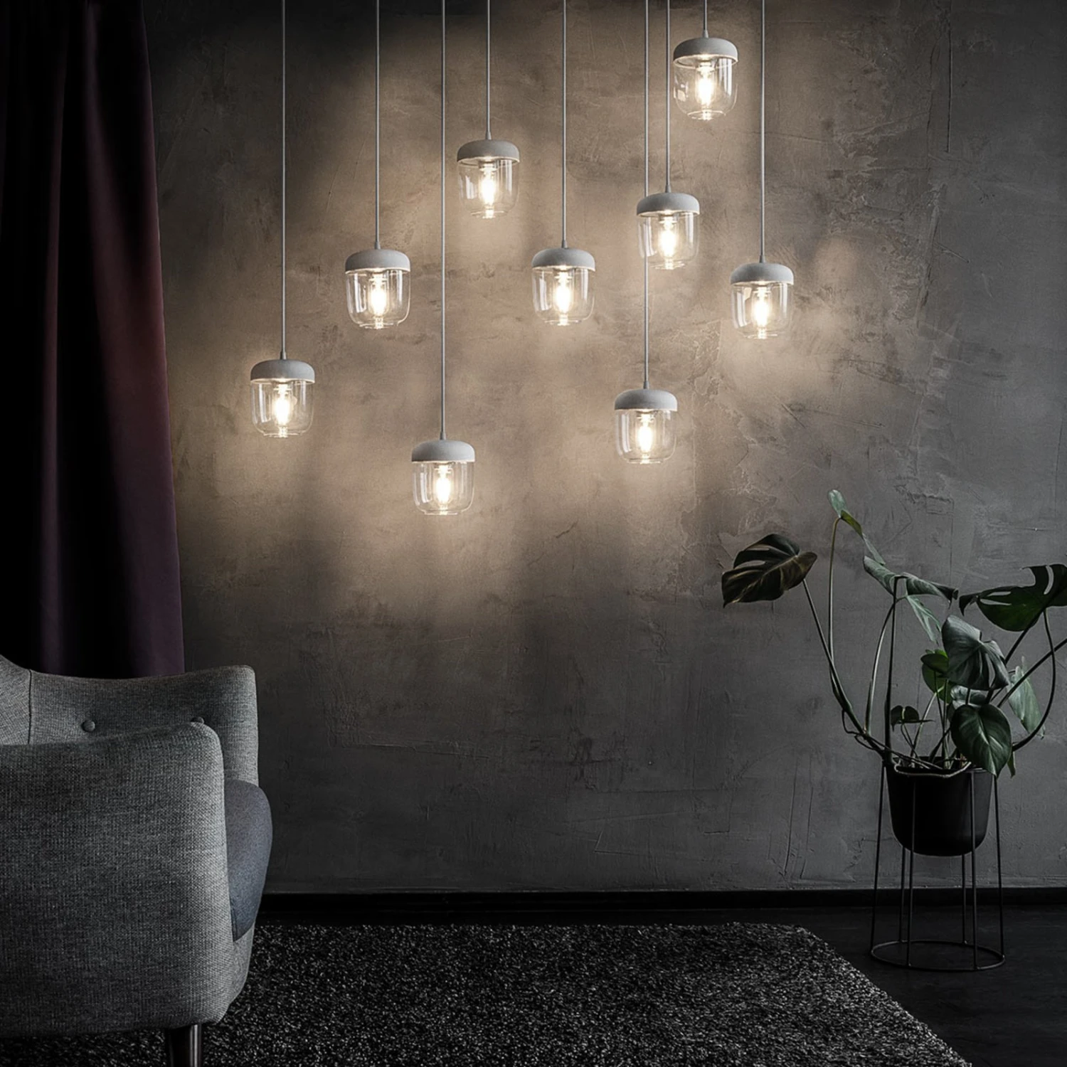 UMAGE Acorn Hängelampe weiß/stahl, einflammig UMAGE Acorn Hängelampe Weiß/stahl, Einflammig -Umage 9521072 2