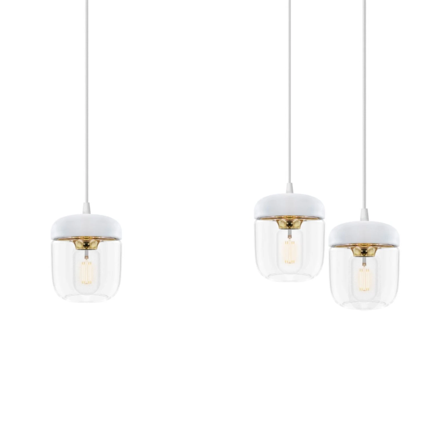 UMAGE Acorn Pendellampe 3fl weiß/messing UMAGE Acorn Pendellampe 3fl Weiß/messing -Umage 9521094 3